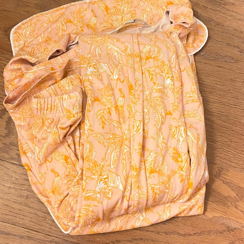 royal standard pink, orange, and white pjs: